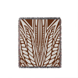Buga Abstract Print Cotton Throw Blanket in Rust Brown, full view