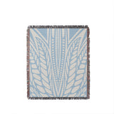 Buga Abstract Print Cotton Throw Blanket in Sky Blue, full view
