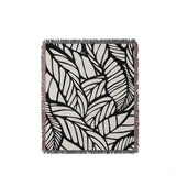 Caro Floral Cotton Throw Blanket in Black, full view