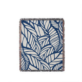 Caro Floral Cotton Throw Blanket in Blue, full view