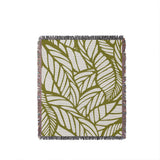 Caro Floral Cotton Throw Blanket in Chartreuse, full view