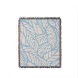 Caro Floral Cotton Throw Blanket in Sky, full view