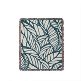 Caro Floral Cotton Throw Blanket in Teal, full view