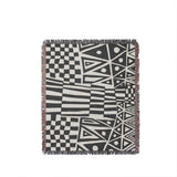 Cocodili Abstract Print Cotton Throw Blanket in Gray, full view