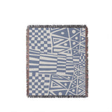 Cocodili Abstract Print Cotton Throw Blanket in Light Blue, full view