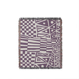 Cocodili Abstract Print Cotton Throw Blanket in Purple, full view