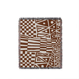 Cocodili Abstract Print Cotton Throw Blanket in Rust Brown, full view