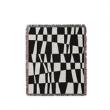 Colette Checkered Cotton Throw Blanket in Black, full view