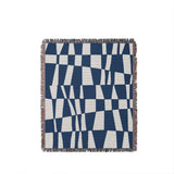 Colette Checkered Cotton Throw Blanket in Blue, full view
