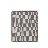 Colette Checkered Cotton Throw Blanket in Gray, full view