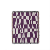Colette Checkered Cotton Throw Blanket in Purple, full view