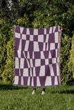 Colette Checkered Cotton Throw Blanket in Purple, outdoors