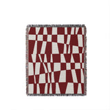 Colette Checkered Cotton Throw Blanket in Red, full view