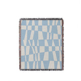 Colette Checkered Cotton Throw Blanket in Sky, full view