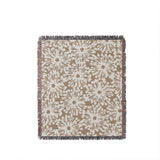 Dandelion Floral Cotton Throw Blanket in Beige, full view