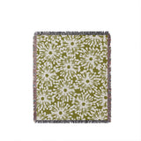 Dandelion Floral Cotton Throw Blanket in Chartreuse, full view
