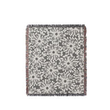 Dandelion Floral Cotton Throw Blanket in Gray, full view
