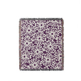 Dandelion Floral Cotton Throw Blanket in Purple, full view