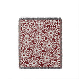 Dandelion Floral Cotton Throw Blanket in Red, full view