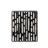 Deka Abstract Cotton Throw Blanket in Black, full view