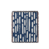 Deka Abstract Cotton Throw Blanket in Blue, full view