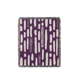 Deka Abstract Cotton Throw Blanket in Purple, full view