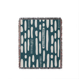 Deka Abstract Cotton Throw Blanket in Teal, full view