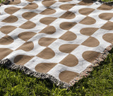 Demi Geometric Cotton Throw Blanket in Beige, outdoors