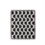 Demi Geometric Cotton Throw Blanket in Black, full view
