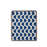 Demi Geometric Cotton Throw Blanket in Blue, full view