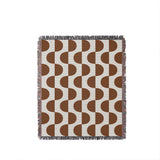 Demi Geometric Cotton Throw Blanket in Rust Brown, full view