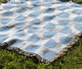 Demi Geometric Cotton Throw Blanket in Sky, outdoors