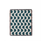 Demi Geometric Cotton Throw Blanket in Teal, full view