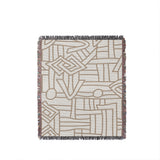 Diof Abstract Print Cotton Throw Blanket in Beige, full view