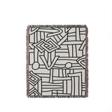 Diof Abstract Print Cotton Throw Blanket in Black, full view