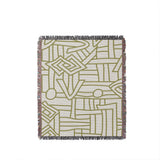 Diof Abstract Print Cotton Throw Blanket in Chartreuse, full view