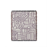 Diof Abstract Print Cotton Throw Blanket in Purple, full view