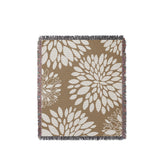 Fiesta Floral Cotton Throw Blanket in Beige, full view