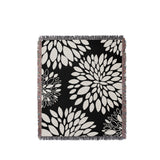 Fiesta Floral Cotton Throw Blanket in Black, full view