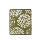 Fiesta Floral Cotton Throw Blanket in Chartreuse, full view