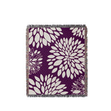 Fiesta Floral Cotton Throw Blanket in Purple, full view
