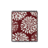 Fiesta Floral Cotton Throw Blanket in Red, full view