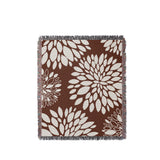 Fiesta Floral Cotton Throw Blanket in Rust Brown, full view