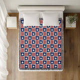 Flag Independence Day Cotton Throw Blanket, on a bed