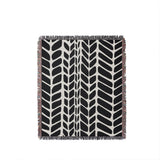 Freda Hand Woven Throw Blanket in Black, full view