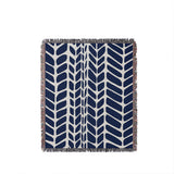 Freda Hand Woven Throw Blanket in Navy Blue, full view