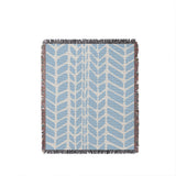 Freda Hand Woven Throw Blanket in Sky Blue, full view