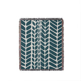 Freda Hand Woven Throw Blanket in Teal, full view