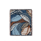 Gabo Floral Cotton Throw Blanket in Blue, full view