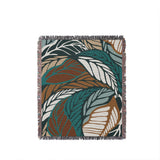 Gabo Floral Cotton Throw Blanket in Turquoise, full view